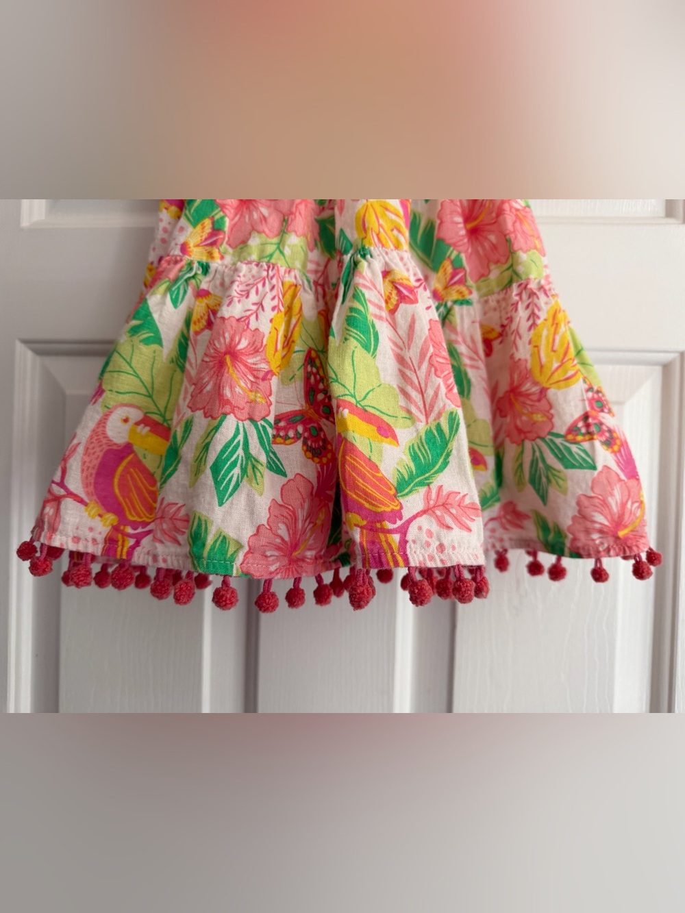 Tommy Bahama Coral Floral Pom-Pom Sundress for Kids - Picture 4 of 7